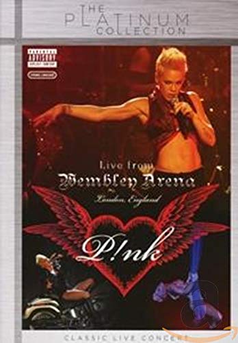 P!nk performing on stage with a red heart and wings graphic on DVD cover.