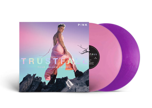 P!nk Trustfall Tour Deluxe album cover with one pink and one purple vinyl record.