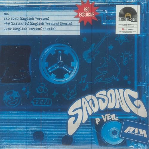 P1harmony “Sad Song” vinyl record in a blue cassette tape-themed sleeve.