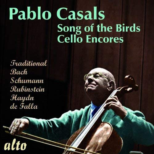 Pablo Casals album cover featuring the cellist playing his instrument.