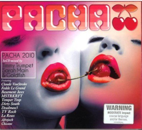 CD cover for "Pacha 2010" with lips and cherries, mixed by Timmy Trumpet.