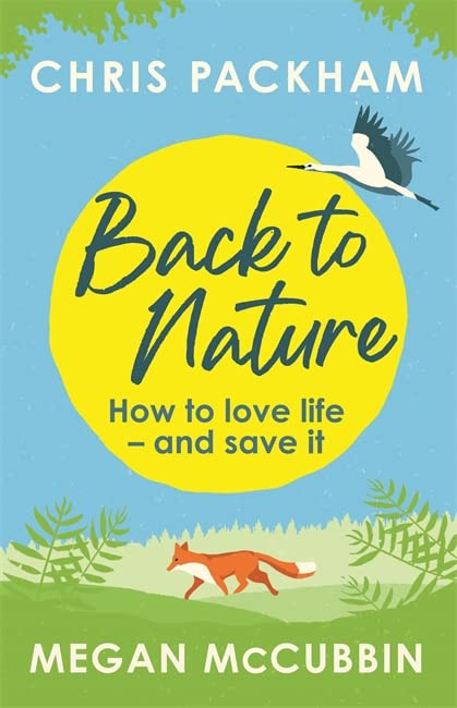 Book cover with yellow sun, bird, fox, and green foliage.