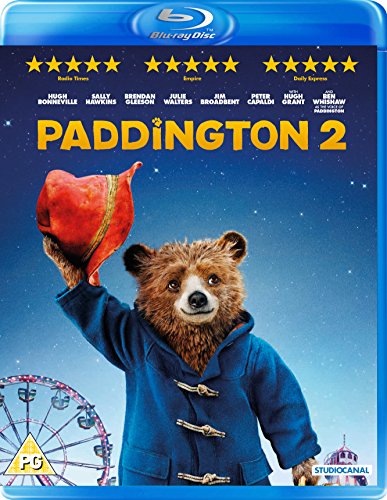 "Blu-ray case featuring a bear in a blue coat holding a red hat."