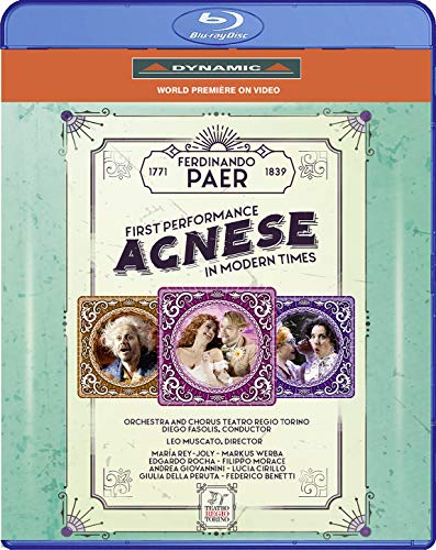 "Blu-ray case with cream and green cover, featuring opera performers' portraits."