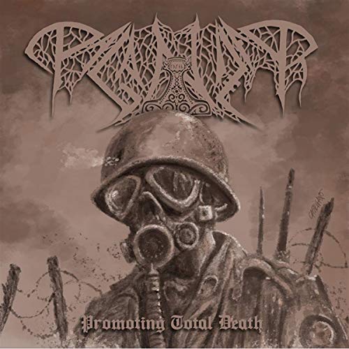 CD cover: helmeted skull with gas mask, barbed wire, dark background.