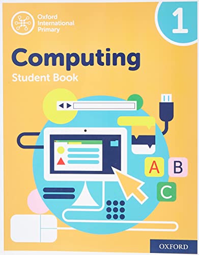 Colorful textbook cover for “Computing Student Book 1” with computer graphics.