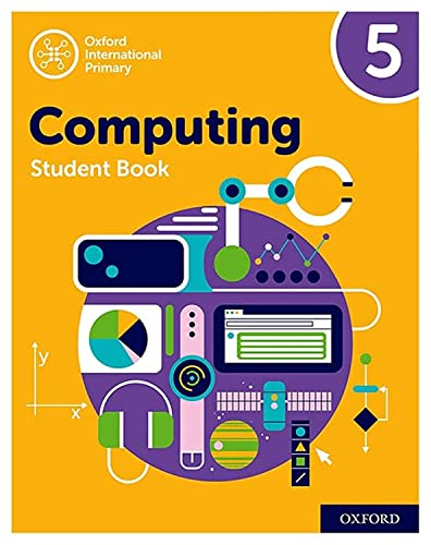 Oxford International Computing Student Book 5 cover with colorful digital illustrations.