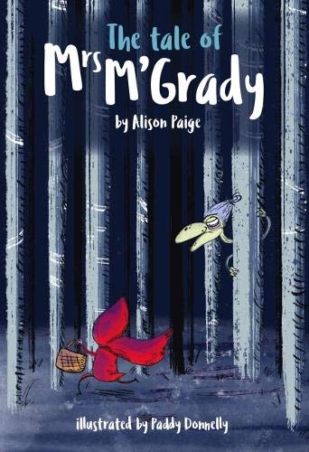 Book cover: red-cloaked figure and a bird in a dark forest.