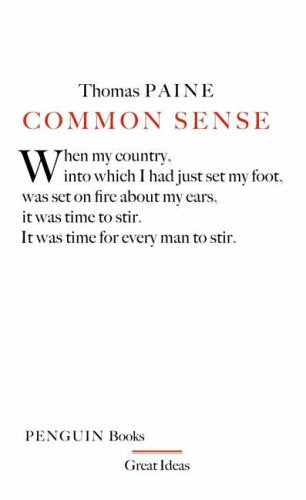 Book cover of Common Sense by Thomas Paine with text on a white background.