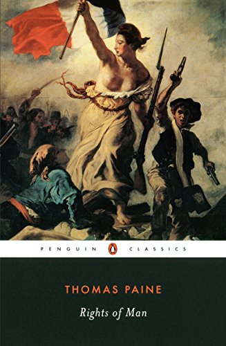 Book cover featuring Delacroix's Liberty Leading the People, titled Rights of Man by Thomas Paine.