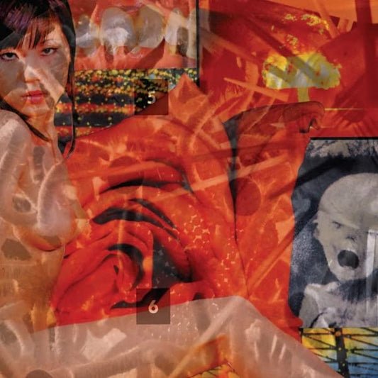 Collage of figures in red and orange tones, with overlaid numbers.