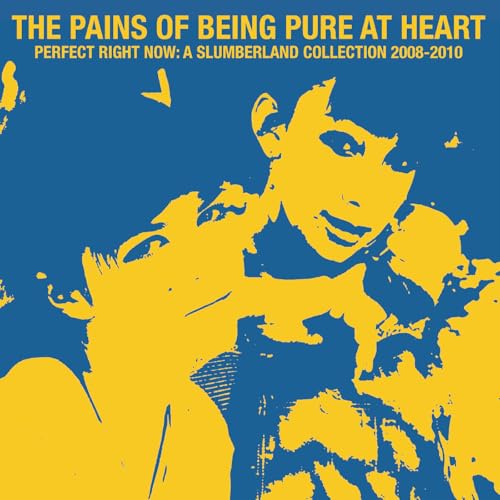 Album cover: yellow and blue abstract faces, band name "The Pains of Being Pure At Heart".