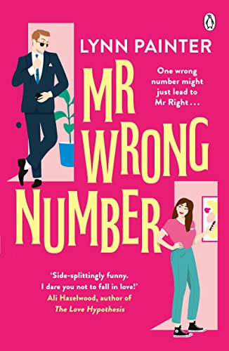Book cover: "Mr Wrong Number" with illustrated couple in pink and black.