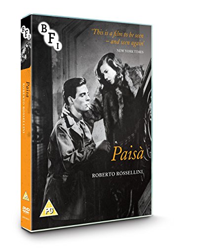 DVD cover for “Paisà” featuring a black and white film still.