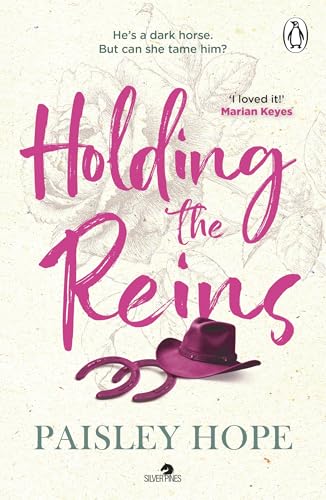 Book cover: "Holding the Reins" with a hat, horseshoe, and floral design.