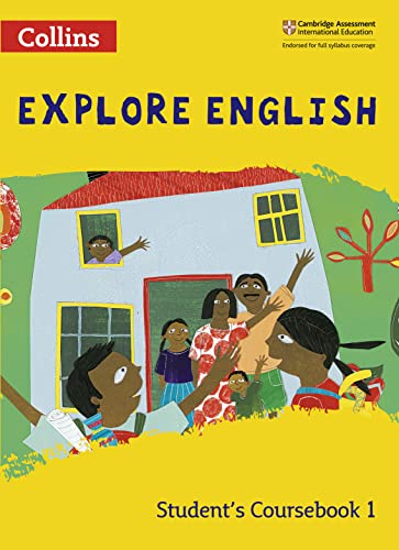 Yellow "Explore English" coursebook cover with illustrated children and a house.