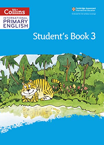 Collins International Primary English Stage 3 student book cover featuring a tiger in jungle.