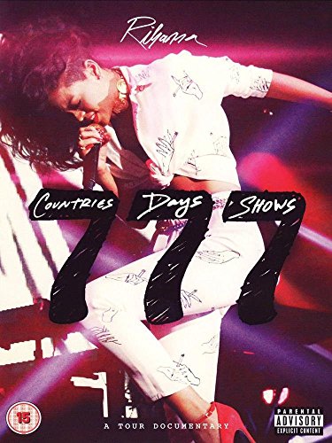"DVD cover featuring Rihanna on stage, wearing white outfit and black boots, under red lighting."