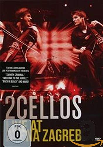 DVD cover for 2Cellos live performance at Arena Zagreb, two cellists.