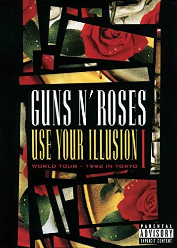 Guns N' Roses "Use Your Illusion I" DVD cover with roses and geometric shapes.