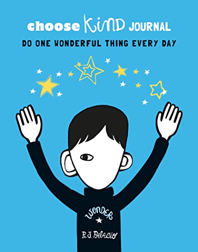 Blue journal cover with illustration of a child and golden stars.