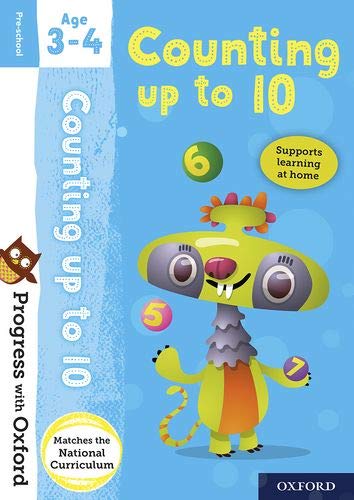 Progress with Oxford Counting up to 10 activity book cover for ages 3 to 4.