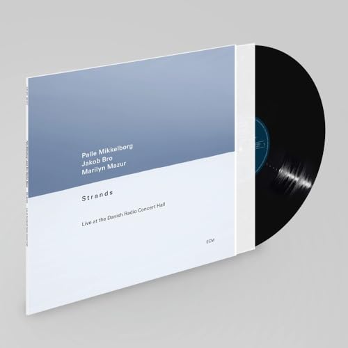 Vinyl record with a light blue and white album cover, titled "Strands".