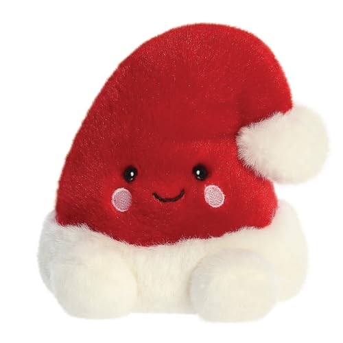Red, fluffy Santa hat-shaped plush toy with a smiling face.