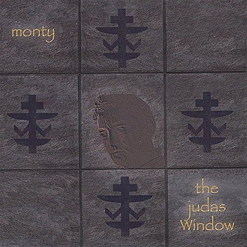 CD cover: grid of dark squares with a portrait and symbols.