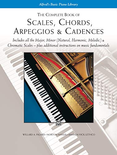 Piano book cover with image of piano keys and mechanism on a keyboard background.
