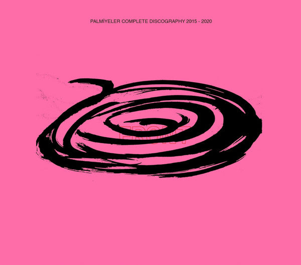 Pink album cover for Palmiyeler’s complete discography, with black spiral design.