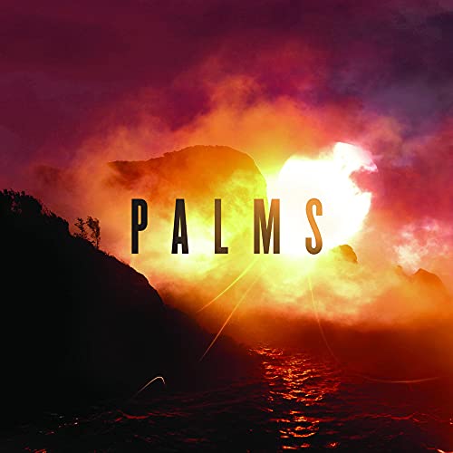 The word PALMS centered over a bright sunlit landscape with dark silhouettes and clouds.