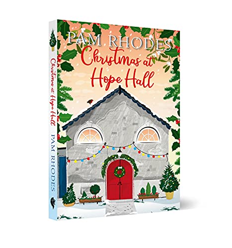 Book cover: illustrated house with Christmas decorations and title “Christmas at Hope Hall”.