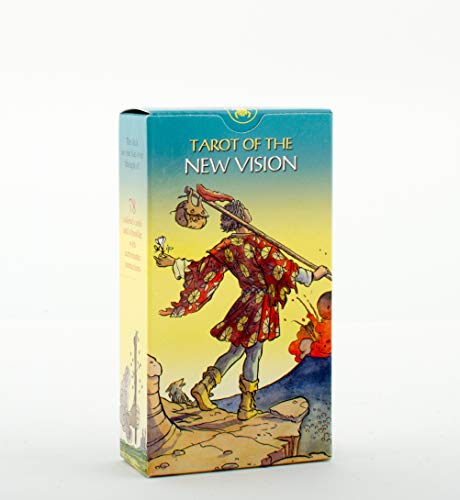 Box for "Tarot of the New Vision" cards with illustrated artwork.