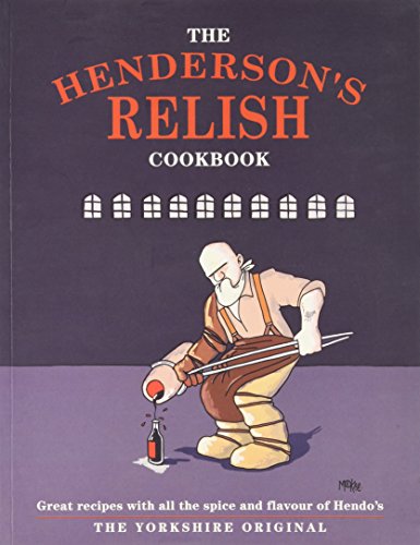 Cookbook cover featuring illustrated man stirring relish, with product title.