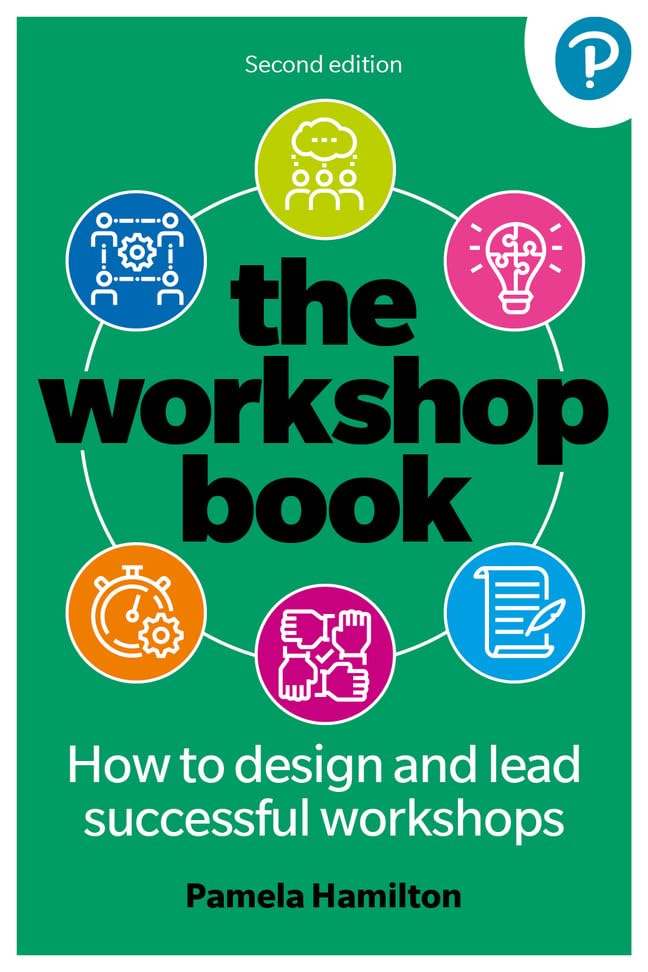 Green book cover with white text: "the workshop book" and illustrated icons.