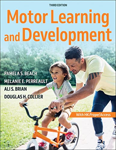Book cover: "Motor Learning and Development," showing a father helping a child bike.