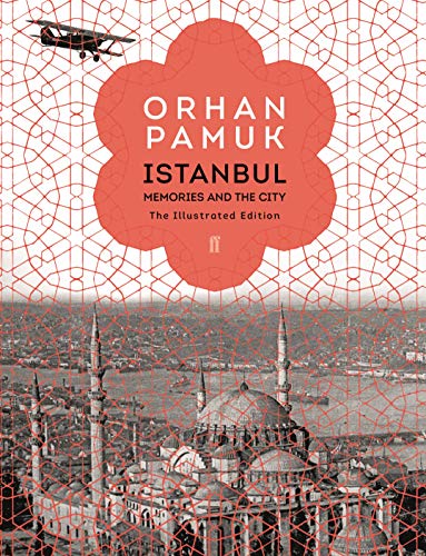 Book cover with mosque and airplane, overlaid with red geometric pattern and text.