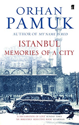 Book cover showing a vintage car in front of a mosque during a snowfall.
