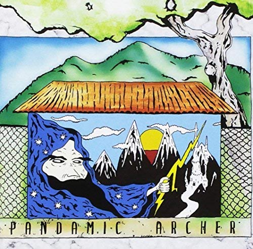 Album cover art featuring a wizard holding a lightning bolt before snowy mountains.