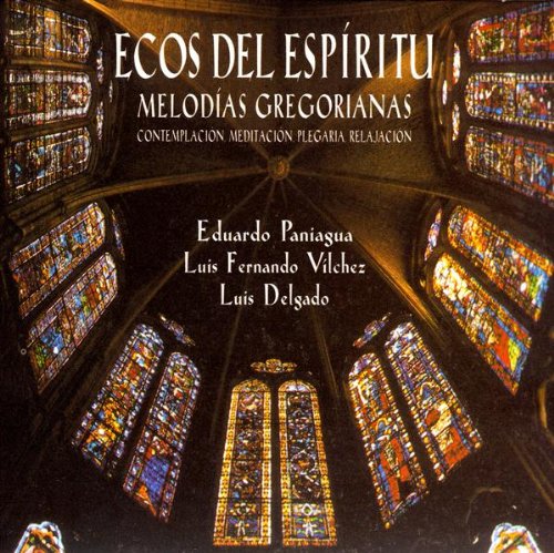 CD cover with stained glass windows and text in Spanish.