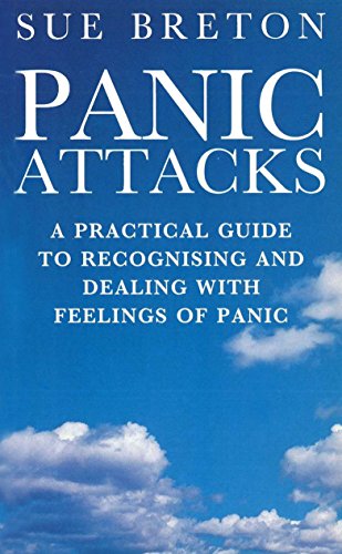 Book cover: "Panic Attacks" by Sue Breton, with a blue sky background.