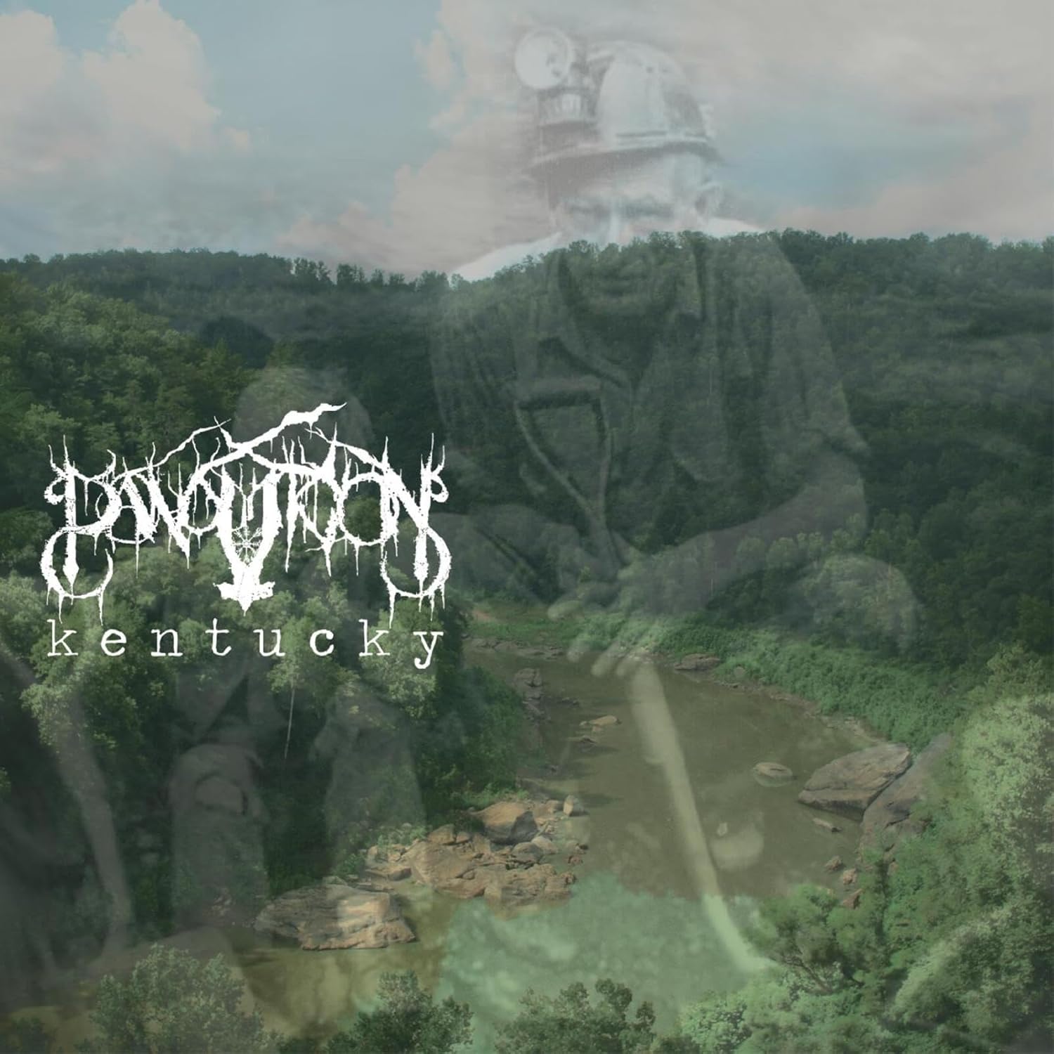 Album cover for Panopticon’s “Kentucky” featuring a mountain carving.