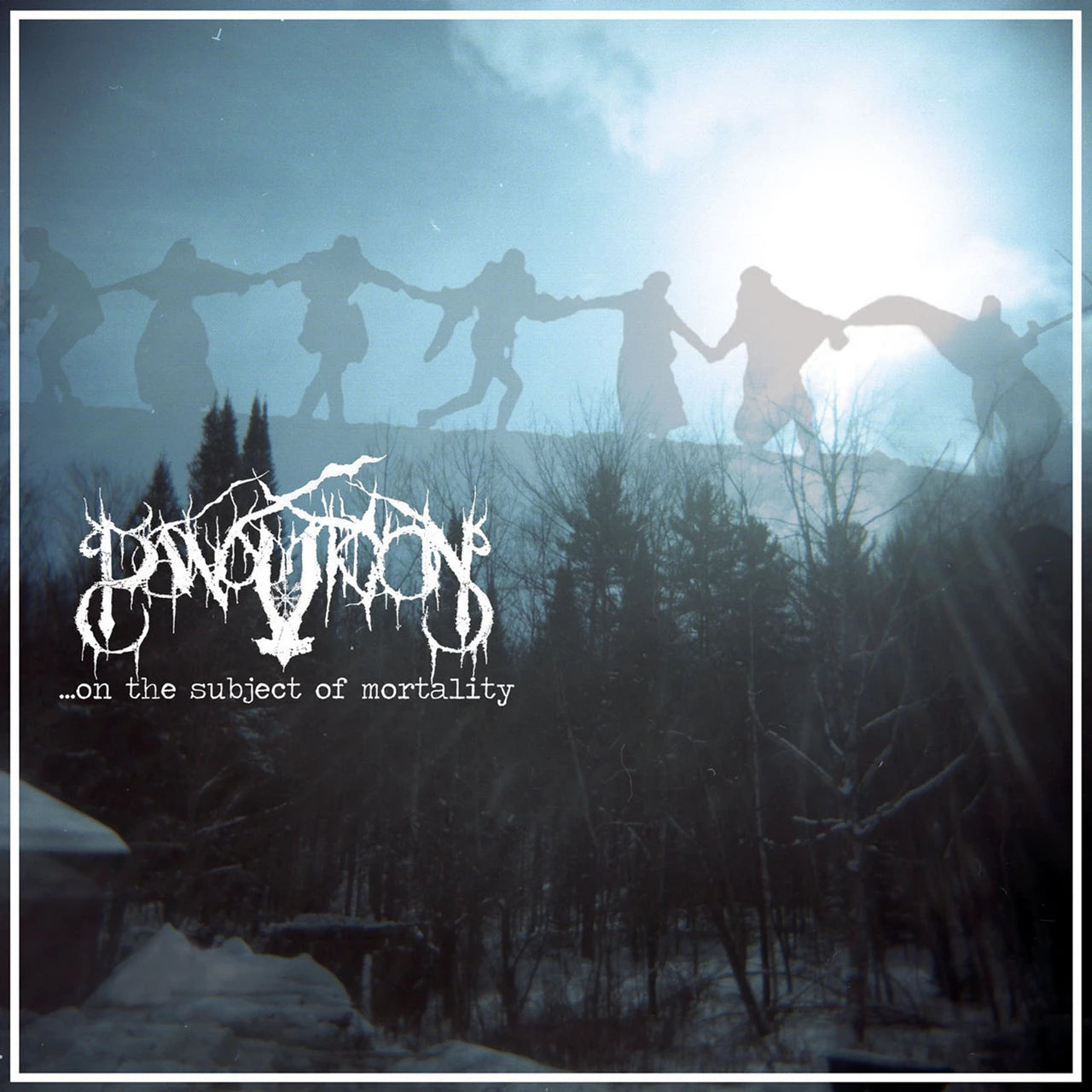 CD cover: silhouetted figures in a circle before a wintry forest.