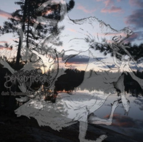 CD cover: ghostly deer illustration over a forest sunset scene.