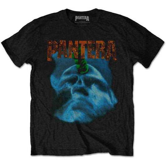 Black Pantera t-shirt with skull and band logo graphic.