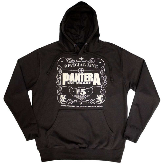 Black hooded sweatshirt with gold Pantera-themed graphic print.