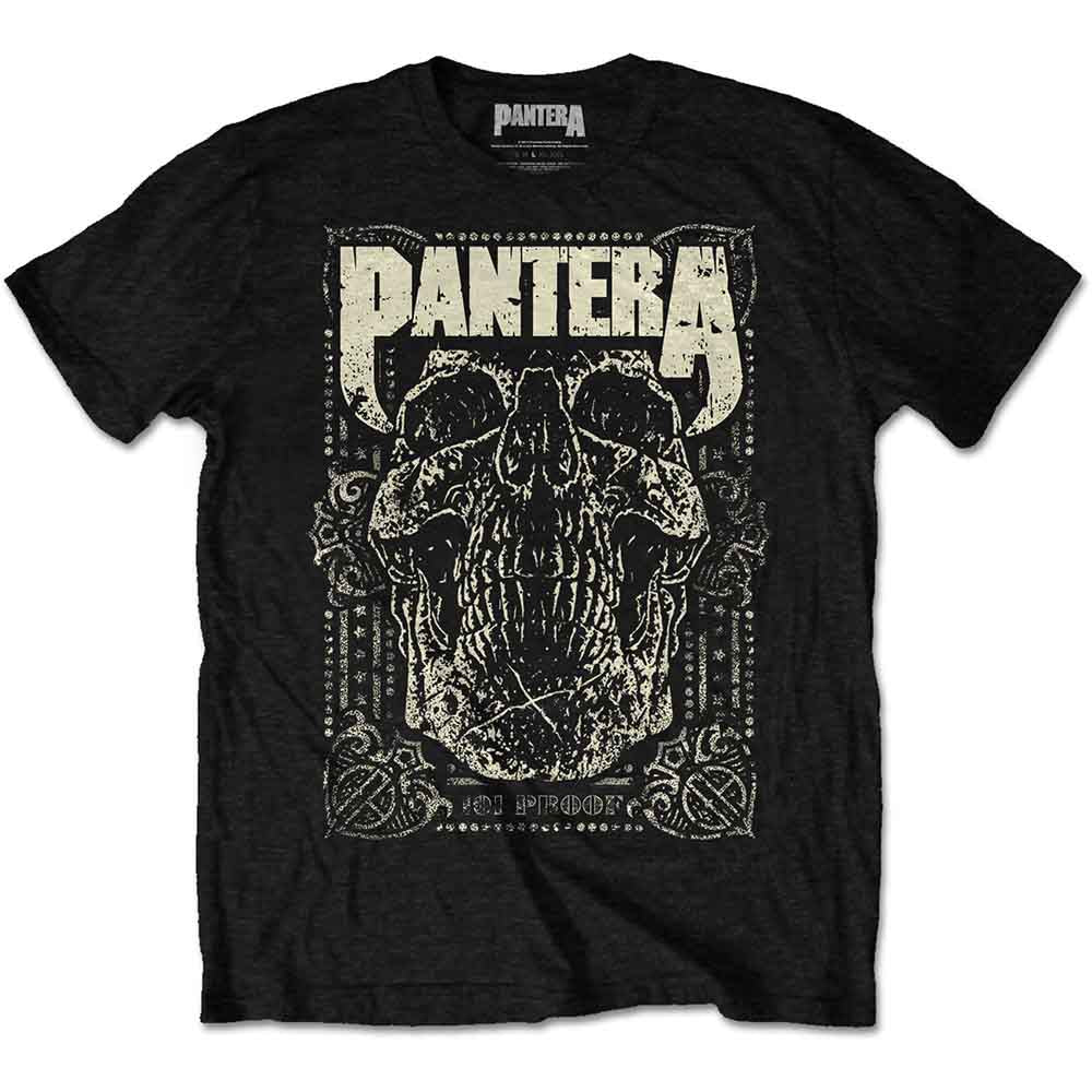 Black t-shirt with white skull graphic and “Pantera” text, size X-Large.