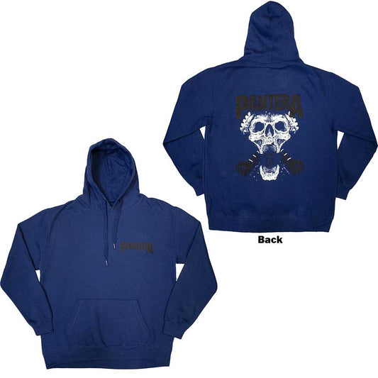 Black unisex pullover hoodie featuring a white Pantera Mouth For War back print.