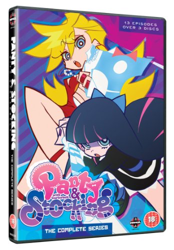DVD case with anime characters, panties, stockings, and garter belt on the cover.